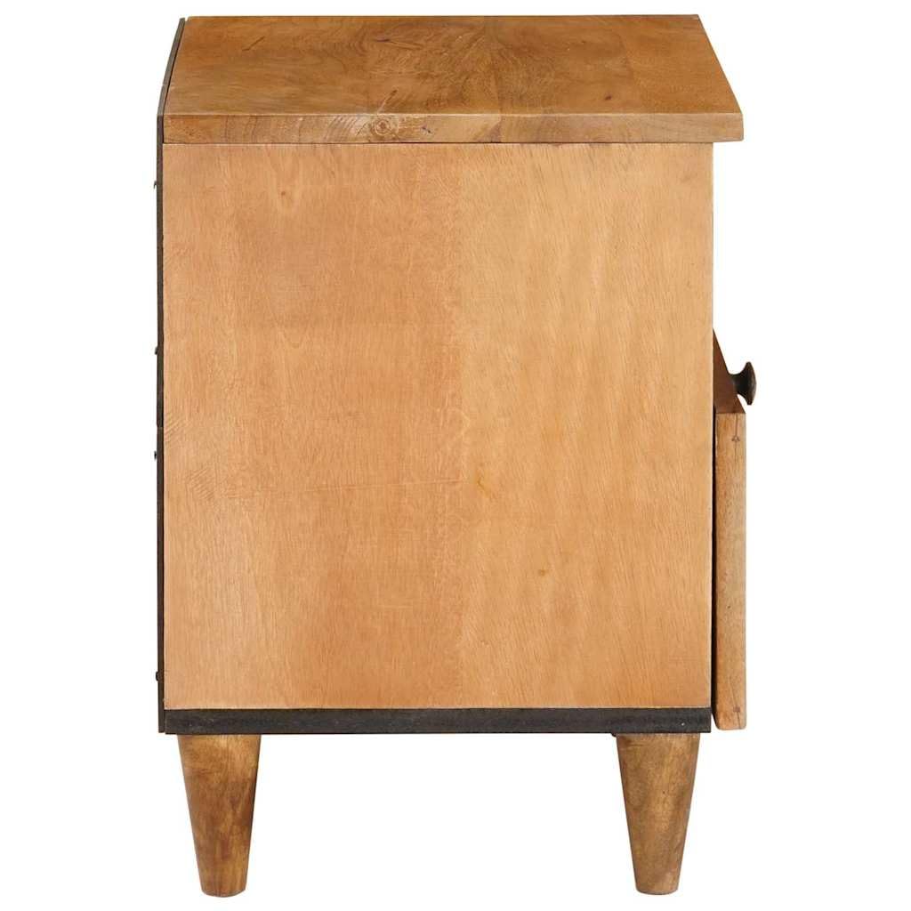 Comodino in Legno Massello Marrone Chiaro 40x33x46 cm con Cassetto e Ripiano per Camera da Letto, Mobiletto da Notte Rustico Naturale in Acacia per Soggiorno e Studio