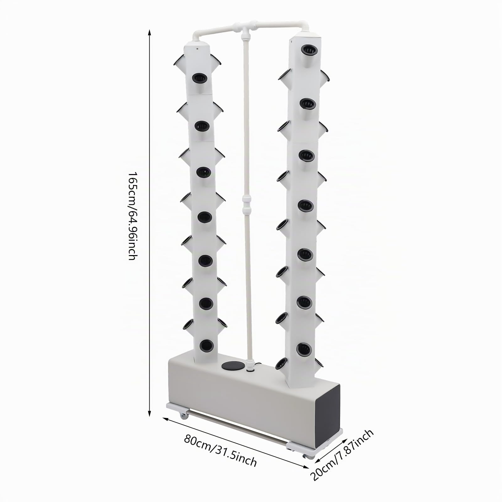 Torre idroponica con 56 capsule, set di coltivazione idroponica verticale con timer e serbatoio dell'acqua da 30 l, sistema di crescita aeroponica con 4 ruote per erbe, frutta, verdura