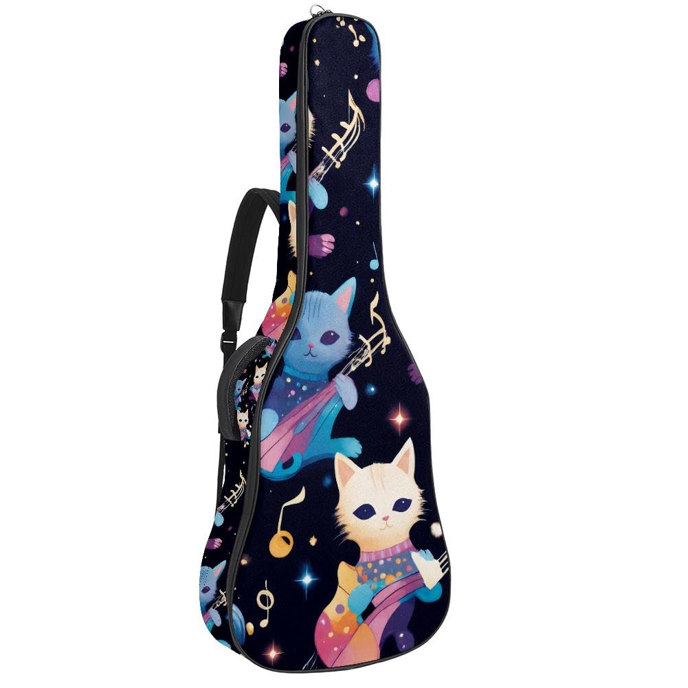 Gitarrentasche, volle Größe, 99 cm, 101,6 cm, 104,1 cm, für Akustikgitarre, Konzertgitarre, 10 mm dick, gepolstert, Regenbogen-Musiknoten-Gitarrenkoffer, wasserdicht, mit Tasche