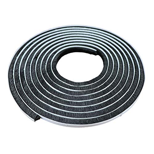 LdawyDE 5 m Bürstendichtung Selbstklebend Dichtungsband Höhe 15 mm Dichtungsstreifen Winddicht Staubdicht Türdichtungsstreifen Dichtungsbürste für Türen Fenster, Schwarz Cover