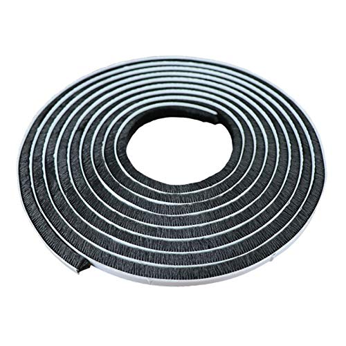 LdawyDE Deurraamkozijn Borstelafdichting, zelfklevende borstelstrip Tochtstrip Stofdichte deur- en raamafdichtingsstrip Winddichte borstelafdichting Stofstrip 9MM(breed) * 15MM(hoog), 5M lengte, zwart