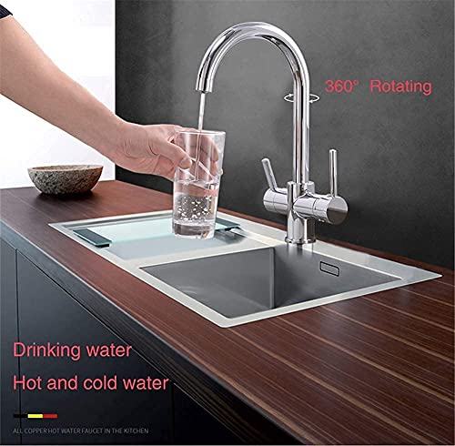 Robinet de purification d'eau potable mitigeur de cuisine noir 360 degrés - 3