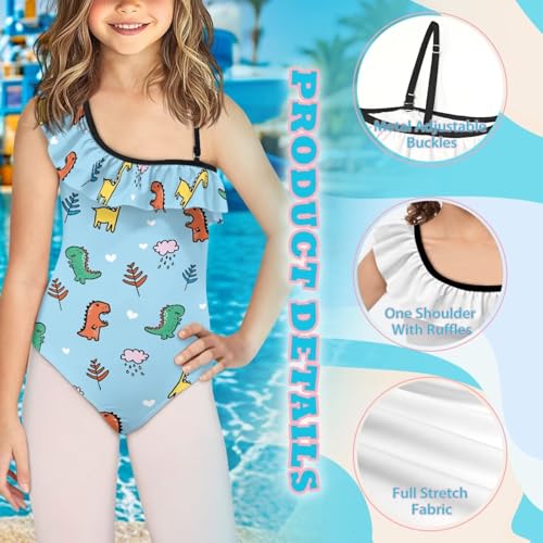 Little Girls' One-Piece Swimsuit One Shoulder Ruffle Halter Bathing Suit Capibala Cute Breathable Swimwear3