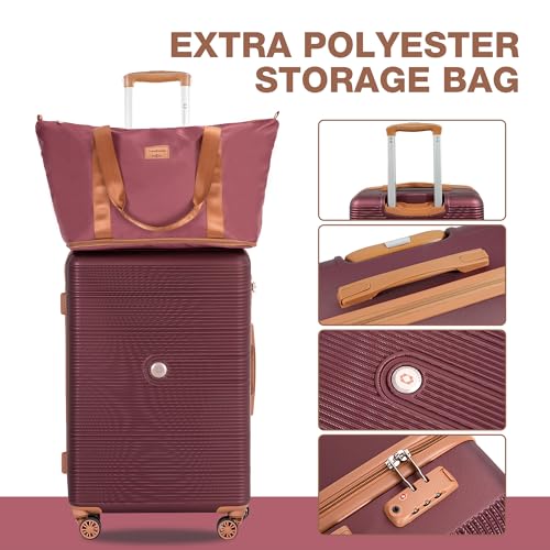 Image of 4-Piece Luggage Sets 16 inch20 inch24 inch28 inch,Suitcases with Double Spinner Wheels and TSA Lock,Hardcase 6 set Luggage with Underseat Duffel Bag