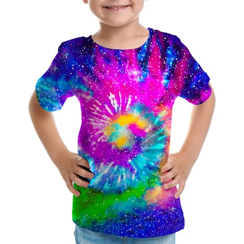 Image of Big Kids Tie Dye Shirt for Boys Girls Short Sleeve Hippie Tshirt Senior Tee