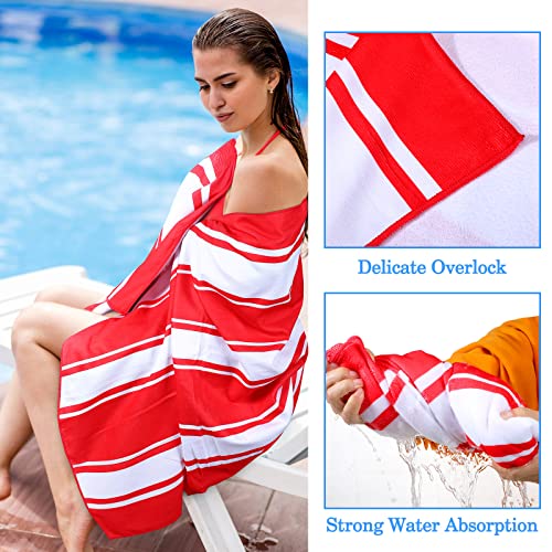 Mixweer Pack Of 6 Beach Chair Cover Stripe Pool Chair Covers Microfiber Lounge Chair Cover Towel For Beach Patio Chaise Seat Lounge Chair Cover, 30 X 85 Inch #TOP3