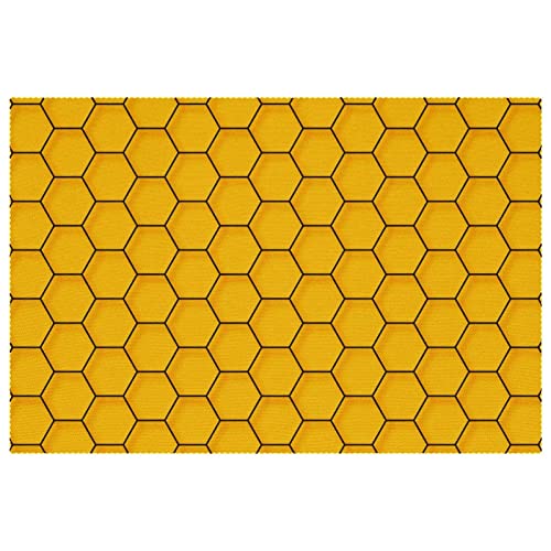 Set de table antidérapant et résistant à la chaleur jaune hexagone x6 - 2