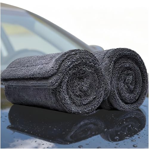 LBLVBNEWD 2-Pack 1200GSM Microfiber Car Drying Towels, Extra Large Twisted-Loop Absorbent Drying Towel for Cars and Trucks, Without Streaks, Scratches, or Water Spots (35'x 24')