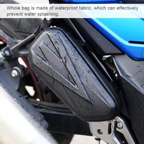 Alforjas triangulares para motocicleta, par universal impermeable con carcasa dura EVA y cierre doble de cremallera, bolsa para herramientas colgante para cuadro y tubo de asiento miniatura 5