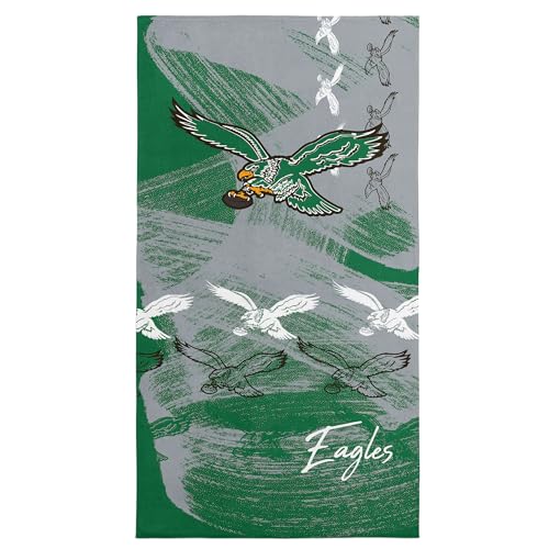 Northwest NFL Philadelphia Eagles Oversized Microfiber Beach Towel 40 x 72 Inches Quick Dry Sand Resistant Lightweight Highly Absorbent Distorter Design