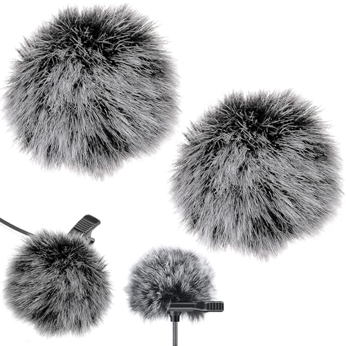 Febbya Lavalier Mikrofon Windschutz mit Fell,2er Universal Fell Windschutz für Mikrophon Pelzige Windschutzscheibe & Mini Pop-Filter für Reversmikrofone | Weich, Schallabsorbierend, 5x5cm