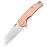 CJRB Crag Folding Pocket Knife, 3.43 D2 Steel Blade Copper Handle EDC Knife with Pocket Clip for Men Women Camping Survival Hiking, Stone Wash (J1904)