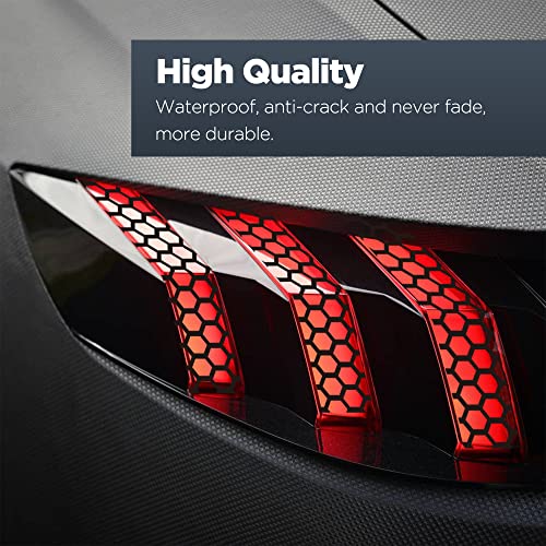2 Pcs Car Rear Tail Light Lamp Stickers,Universal Car Diy Self Adhesive Tint Film Sheet,Waterproof Honeycomb Decorative Decal,Car Exterior Accessories Rear Tail Light Headlight Taillight (Black) #TOP4