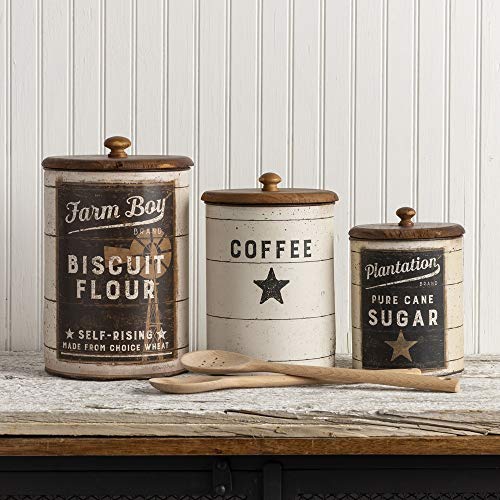 Latas de lata para azúcar y café de estilo rústico 8