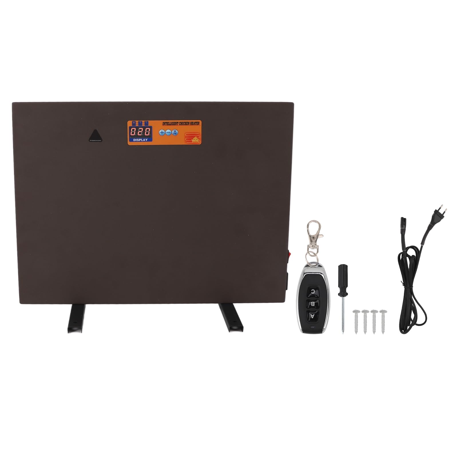 Panel Calefactor para Gallinero, Calentador para Gallinero de 150 W, Panel Calefactor para Gallinero con Temporizador, Control Remoto, Inclinación, Apagado, Pantalla Digital,