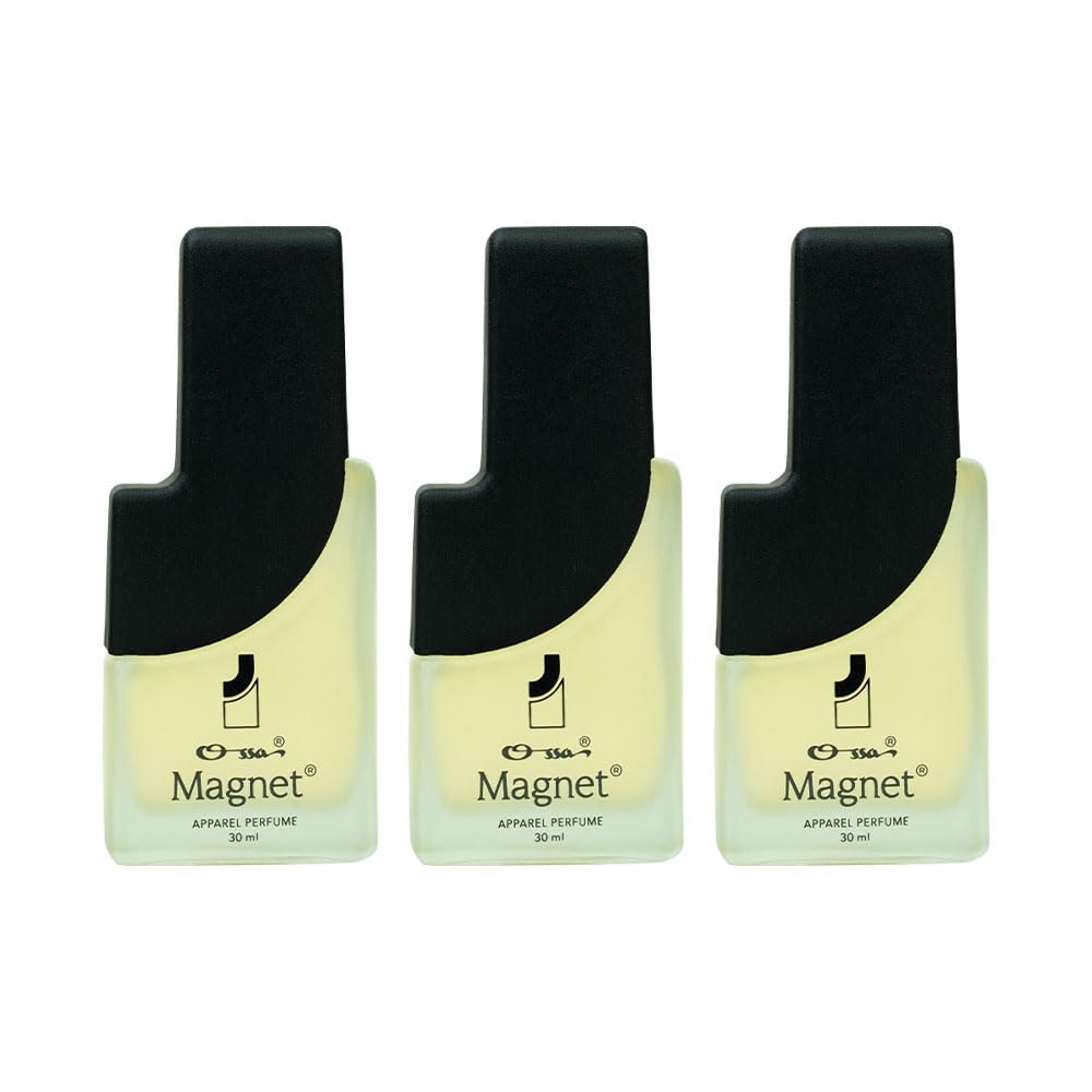 Magnet Unisex Apparel Perfume 30ml x 3 With Lemon, Mandarin, Cardamom, Woody, Patchouli |Long Lasting Fragrance for Men & Women | Premium Eau De Parfum (Pack of 3)