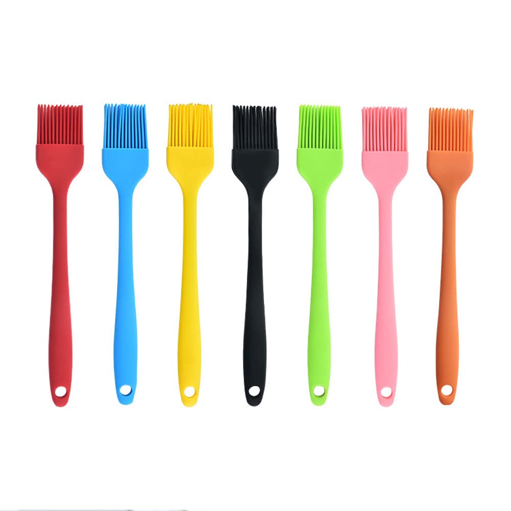 Silicone brush， BBQ/Pastry Basting Brushes,Silicone Cooking Grill Barbecue Baking Pastry Oil/Honey/Sauce Brush (7 PCS,Multicolor)