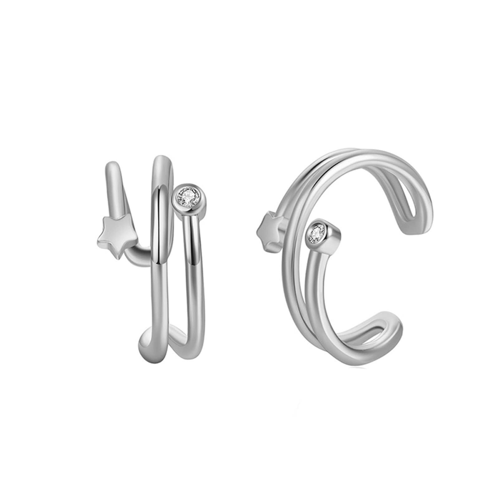 Pendientes vintage de oro blanco 750 de 18 quilates, pendientes de estrella de moissanita, pendientes de oro Au750 para mujer