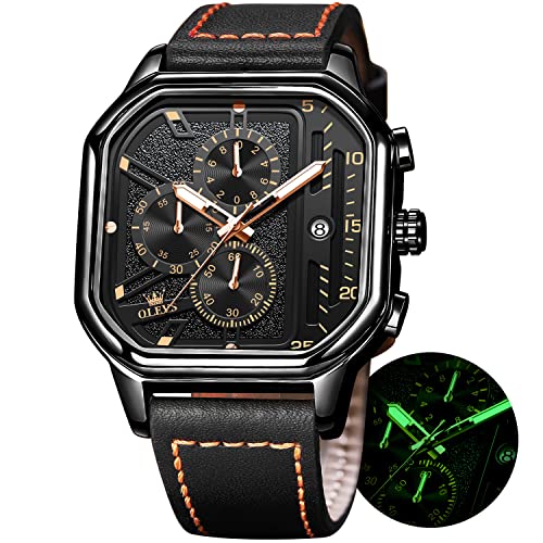 Image of OLEVS Square Watches for Men Chronograph Fashion Business Watch Luminous Waterproof Casual Wrist Watches