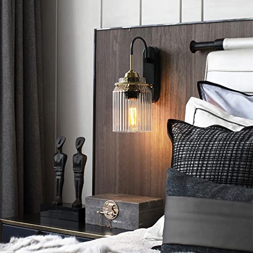 Lampe murale de chevet style industriel rétro noir avec ampoule Edison