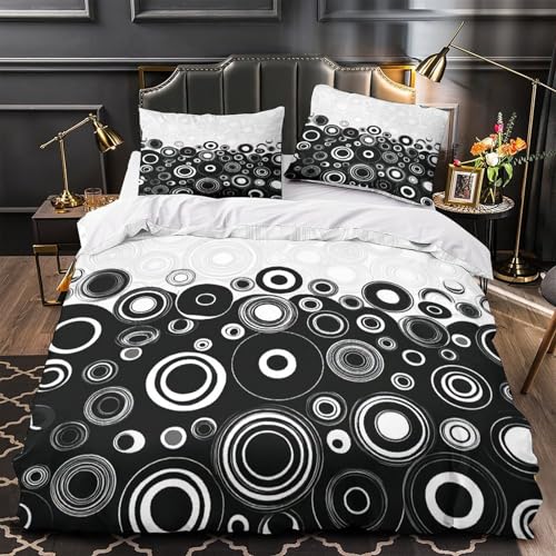 Parure de lit microfbre cercles abstraits housse couette 135x200cm