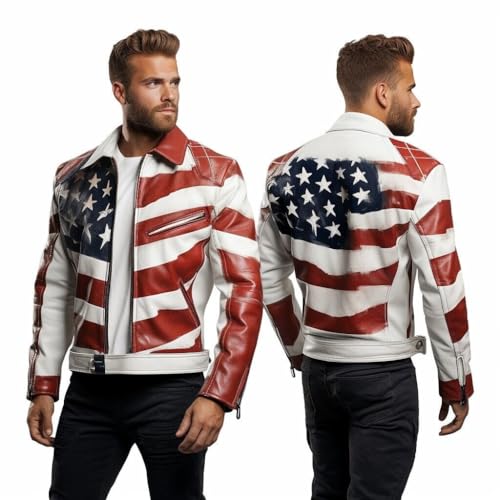 Generic Men's Real Leather Jackets USA Flag Inspired