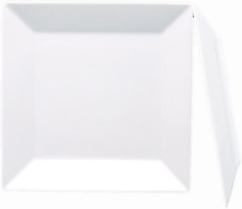 Fortessa Fortaluxe SuperWhite Vitrified China Dinnerware, Plaza 8-3/4-Inch Square Shallow Salad/Dessert Plate, Set of 6