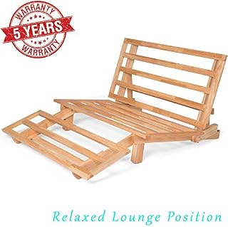 Nirvana Futons Tri-Fold Wood Futon Frame Full Size Sofa Bed Lounger -