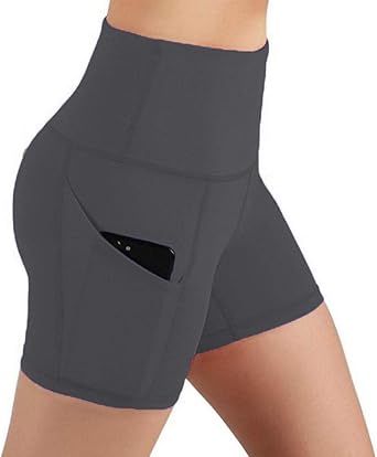 Yoga Shorts with Pockets for Women High Waisted Biker Shorts Hide Tummy Running Work Gym Tight Pants Athletic Shorts