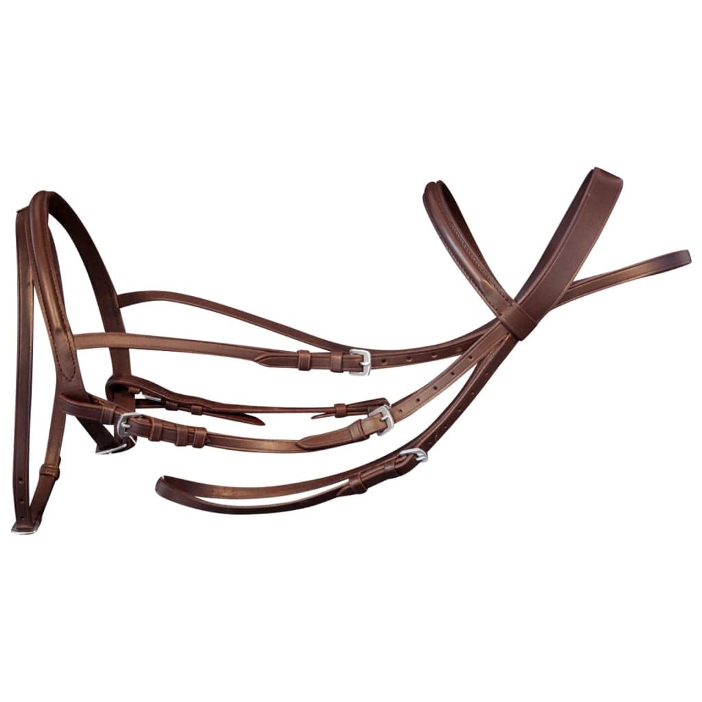 Articoli sportivi - Briglia Flash in pelle con redini e morso Pony marrone