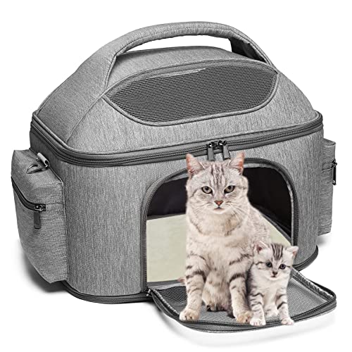 Femont Pet Car Seat,Comfortable Pet Travel Carrier For Small Cat,Puppy,Bunny Collapsible Travel Carrier Bag,Breathable Cat Carrying Box With Two-Sided Pad,Size L16.5Xw11.8Xh14.6 In #TOP4