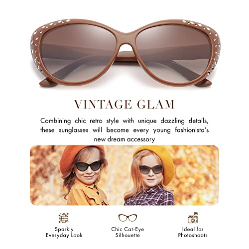 Image of Giselle Kids AGE 6-14 Rhinestone Cat Eye Sunglasses