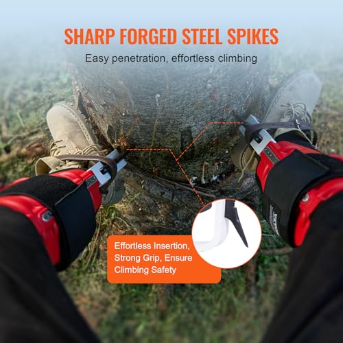 Image of VEVOR Tree Climbing Spikes, 1 Pair Height-Adjustable Climbing Spurs, 350lbs Load Capacity Tree Climbing Gear with Straps, Arborist Equipment for Climbers, Hunting, Fruit Picking