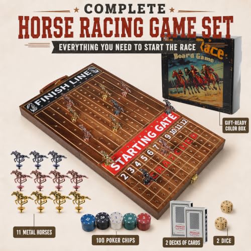 Juego de Mesa Carreras de Caballos de Madera Plegable miniatura 5