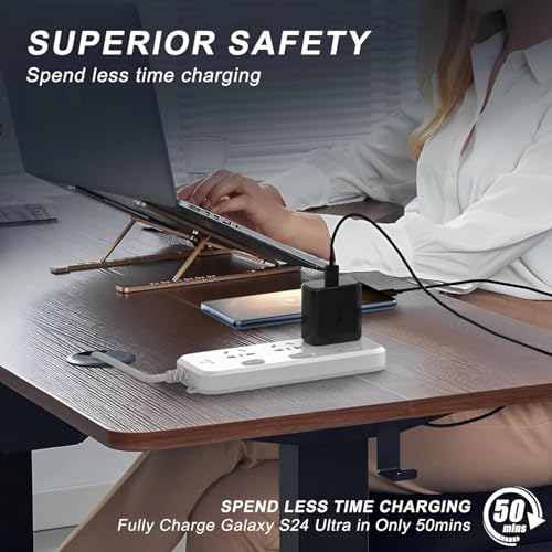 Image of Samsung 45W Type C PD Superfast Charging Adapter with 1M USB-C Cable for Galaxy S26|S25 Edge|S25 Ultra|S24 Ultra|Z Fold /Flip 7|6|Tab S10 FE+|S10 FE|S9 FE+|S9|A9+|A9, 45-Watt C-Type Fast Charger, Black