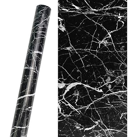 KBNIAN Marmor Klebefolie Aufkleber Selbstklebende Schwarz Marmor Möbelfolie Küchenfolie PVC Dekofolie Klebefolie für Möbel Küche Möbel Schlafzimmer Cover