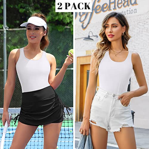 Image of V FOR CITY Womens Unpadded Shelf Bra Tank Tops Racerback Workout Camis Yoga Shirt Cotton Undershirt 2 Pack