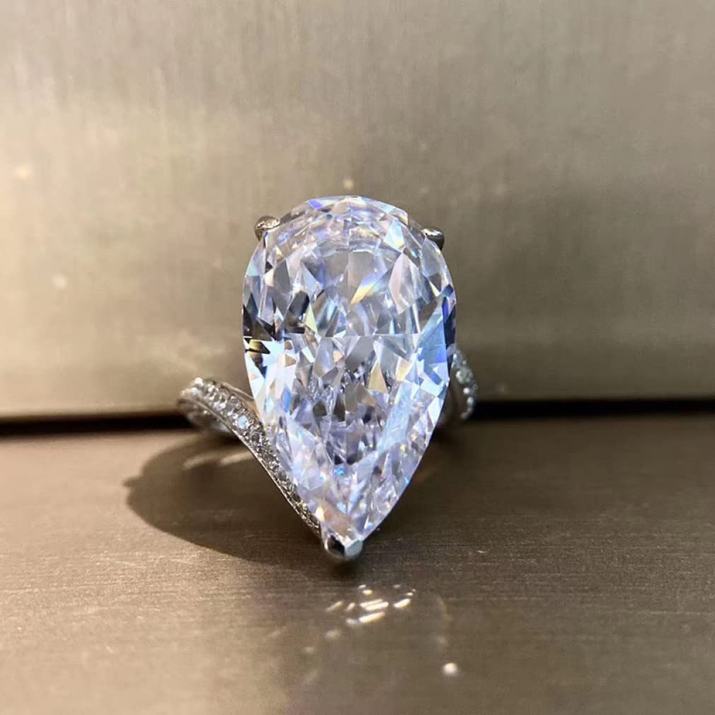 Drabiny składane, 12 * 22MM ślubne pierścionki z diamentami z włókna węglowego w kształcie kropli wody dla kobiet 925 biżuteria z moissanitu(7)
