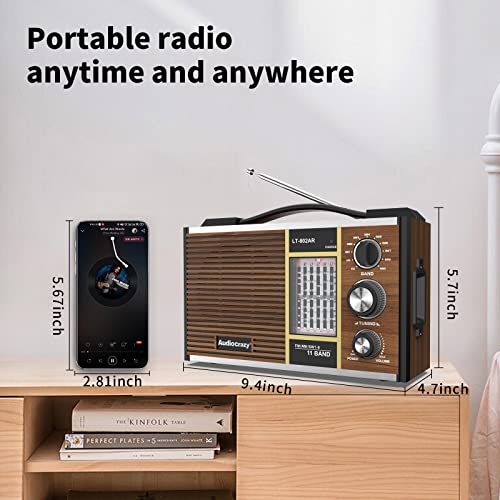 Portable Shortwave Radio Am/Fm/Sw1-9 Radio Transistor Radio Ac Or Battery Operated With Best Reception Big Speaker And Precise Tuning Knob With 3.5Mm Earphone Jack #TOP4