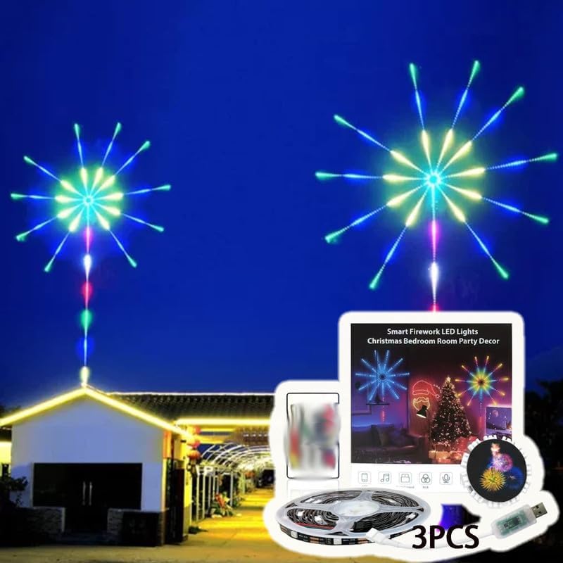 Vdeaszo WiFi Bluetooth inteligente fuegos artificiales LED, luces de fuegos artificiales Identityt, control de aplicación, WiFi, Bluetooth, fuegos