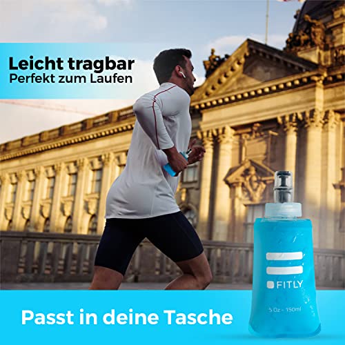 FITLY Faltbare Trinkflasche - Ideal Zum Laufen, Wandern, Radfahren - Lauf Trinkflasche Für Outdoor-Sport - Sportflasche Wandern - Wasser Flasche Für Hydration Rucksack