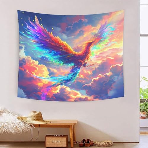 Tapisserie 3D Effet Le Le Phoenix Décoration Murale Tissu Tenture Salon Chambre 180x230cm