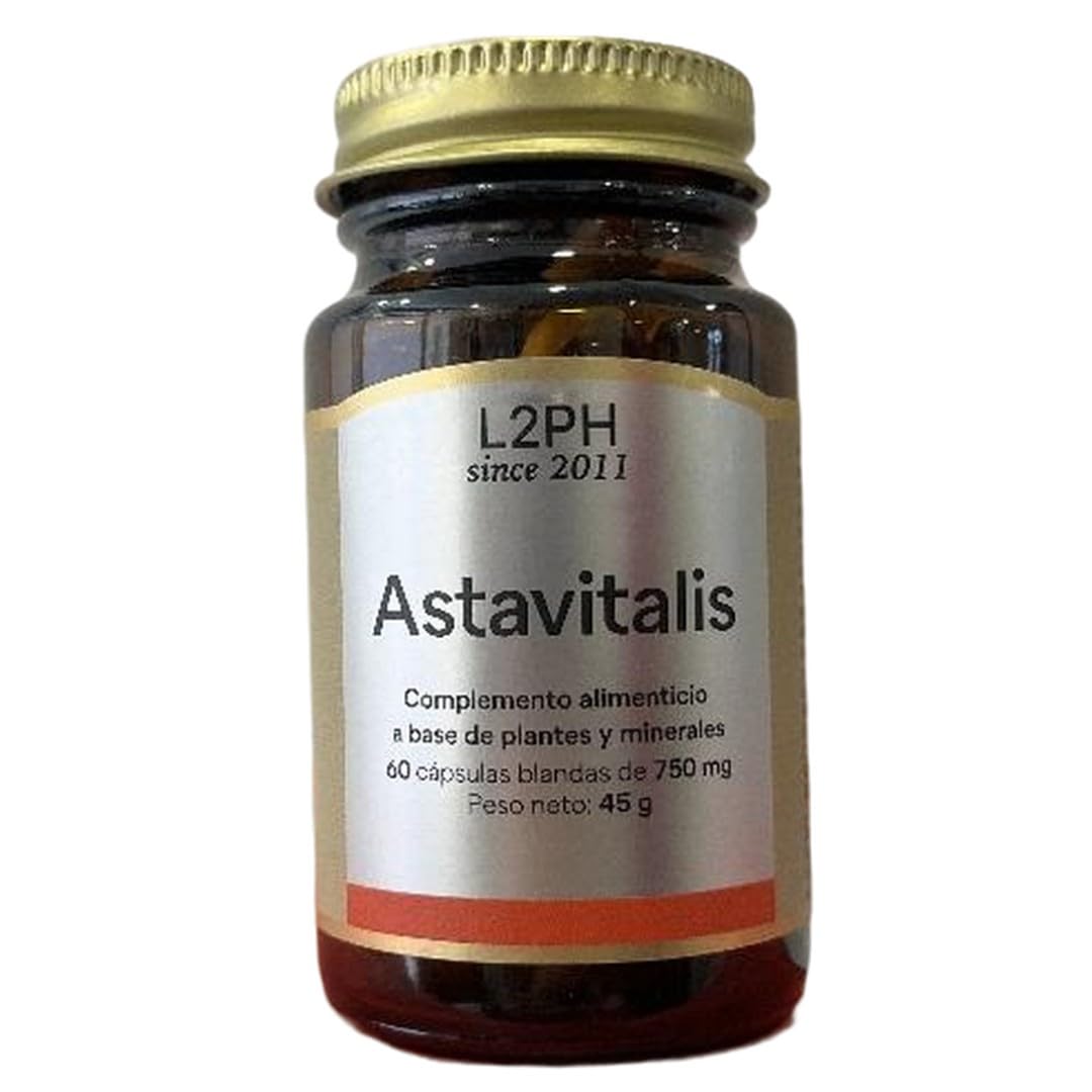 ASTAVITALIS – Complemento Alimenticio Antioxidante Celular para mejorar Piel, Articulaciones y Memoria (60 Cápsulas) Complemento Nutricional Con Astaxantina, Glutatión y Té Verde