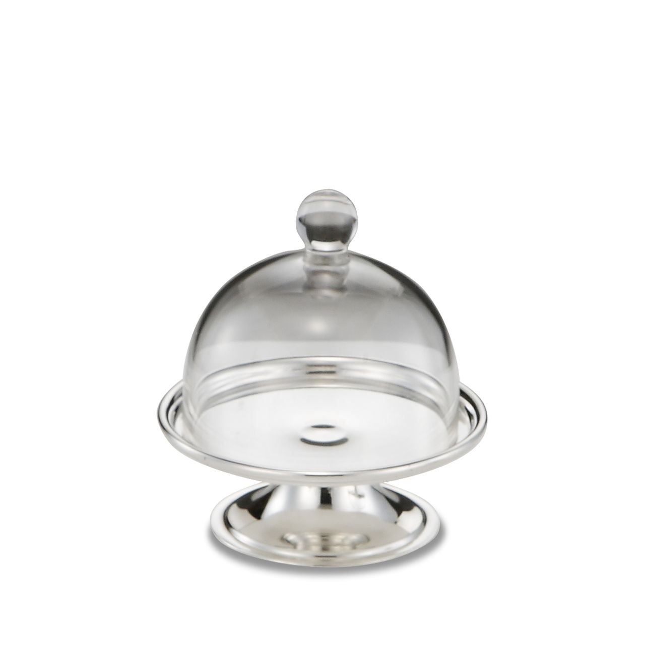SWEET HOME Alzatina per Dolci e Frutta Argentato Argento con Campana in Vetro Stile Cardinale cod.5010350 cm 10h diam.9 by Varotto & Co.