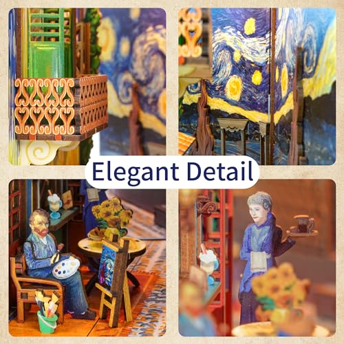 Tonecheer DIY Book Nook Kit, Puzzle 3D in Legno Adulti fai da te Libro Nook Miniature da Costruire Modellismo da Costruire, Book Scaffale Inserto Decorazione Regalo Creativo(Il Mondo di Vincent)