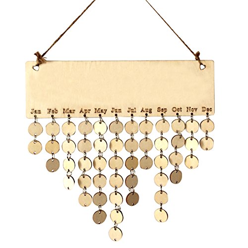 Ivinxy Birthday Memorandum Reminder Wooden Hanging DIY Calendar Plaque Board Home Party Decoration