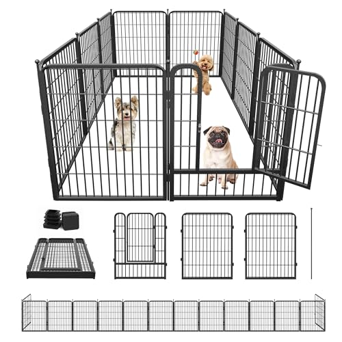 Jhsomdr Dog Playpen 32 inch 10 Panels Portable Dog Fence Outdoor for Yard Indoor Dog Pen for Medium/Small Dogs, Large Pet Puppy Playpen Heavy Duty Pet Fence for RV Camping, Yard