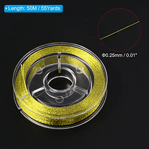 PATIKIL 50M/55 Yards Stange Leitfaden Umschlag Gewinde 450D Metallisch DIY Angeln Stange Leitern Fixierung Linie Goldton
