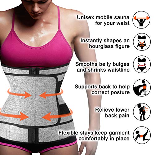Women Neoprene Sauna Sweat Waist Trainer Belt Belly Cincher Corset Trimmer Band (Grey With One Belt, 3Xl) #TOP4