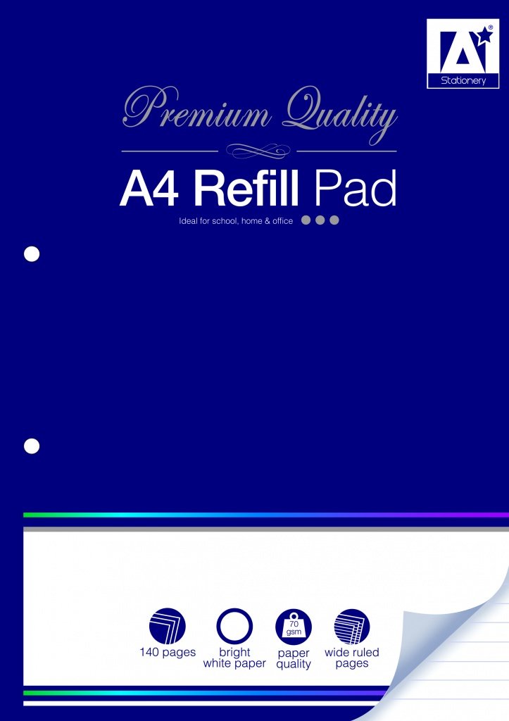 140 Page A4 Wide Ruled Refill Pad